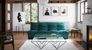 Зеленый диван в интерьере-7, Диван Француз